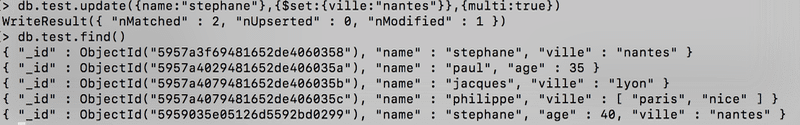 Tutoriel MongoDB 2 - update