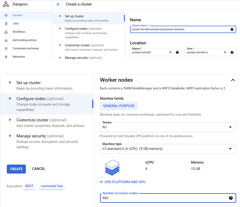 Exemple - création de nœuds Hadoop