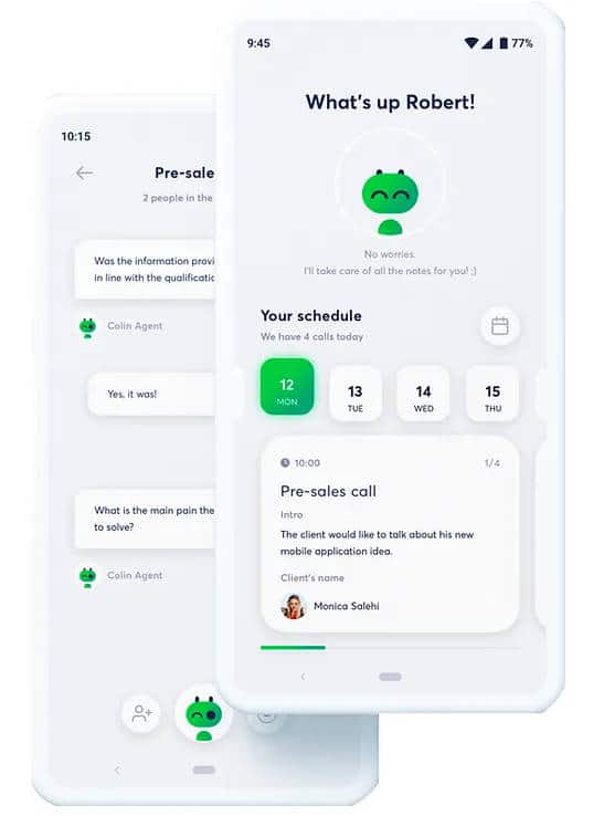 “Meet Colin” — Concept d’app pre-sales sur Behance